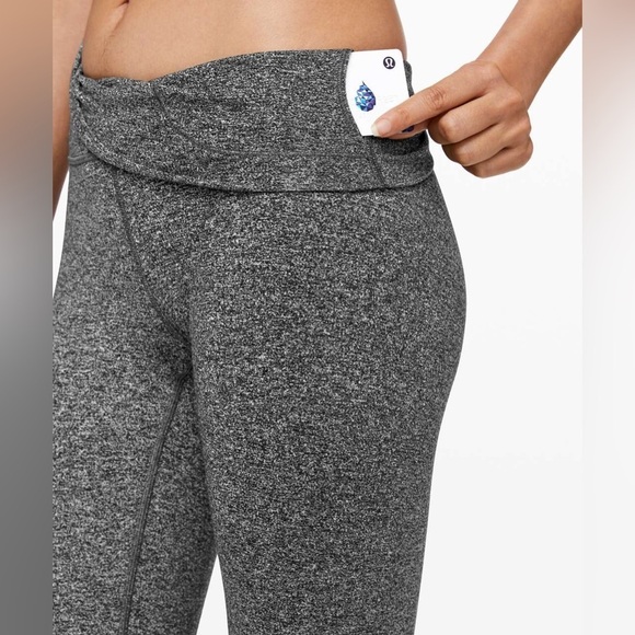 Lululemon Wunder Under High Rise Heathered Gray/Black Leggings - Picture 5 of 10